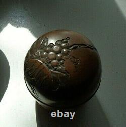 Incroyablement Bel Antiqu Japonais Meiji Eggshell Mince Main Sculptée Boîte En Bois- Signé