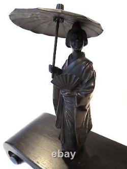 Japonese Meiji Bronze Lady Signed Fine