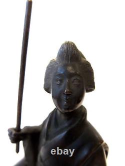Japonese Meiji Bronze Lady Signed Fine