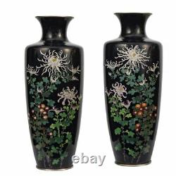 Jolie Paire De Vases De Cloisonne Japonaises Anciennes