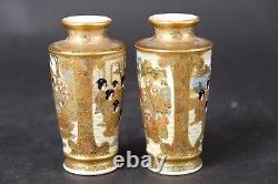 Jolie Paire De Vases Japonais Anciens Satsuma, Figurines, Marquée