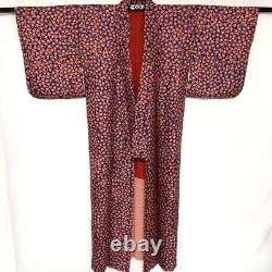 Kimono Japonais en Soie Pure à Motif Fin Vintage Antique Japon 38