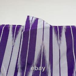 Kimono japonais ancien à motif fin en pointe de flèche violet et argenté