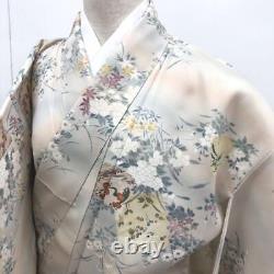 Kimono japonais motif fin en soie pure vintage antique Z5758