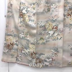 Kimono japonais motif fin en soie pure vintage antique Z5758