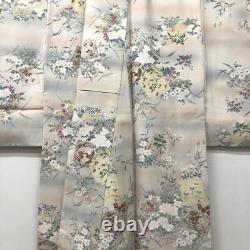 Kimono japonais motif fin en soie pure vintage antique Z5758