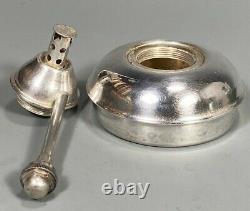 Lampe en argent japonaise Fine Japan avec mécanisme de tourne-mèche vers le milieu du 20e siècle