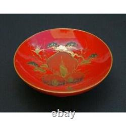 Laque Japonais Antique Bowl Fine Gilt Peinture Minogame Meiji