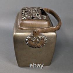 Magnifique chauffe-main portable en bronze de l'époque Meiji du Japonais antique
