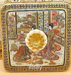 Magnifique pot en Satsuma japonais de l'ère Meiji avec poignées et fin décor, signé