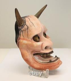 Masque Japonais Ja / Hannya Noh, Polychrome, Très Fin Sculpt, Yeux Dorés