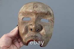 Masque Noh en bois sculpté japonais antique du XIXe siècle de qualité supérieure