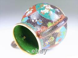 Meiji Era Cloisonne Sugar Pot 5 Pouces Old Fine Art Japonais Art Antique