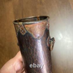 Motif Hammered Vase De Bronze De 7 Pouces Dochu Art Ancien Japonais