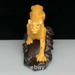 Ouvrage À La Main Old Fine Boxwood Recueible Japanese Netsuke Panthera Pardus Statue
