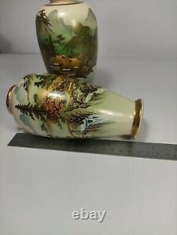 Paire De Vases Japonais Soko Satsuma Vintage, Très Fine Qualité Peint À La Main 16cm
