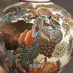 Peacock Bird Old Imari Ware Vase 13,3 Pouces Antiquité Japonaise Meiji Era Fine Art