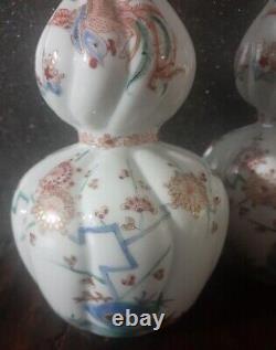 Phoenix 19ème Century Vieux Vase Imari Paire Antique Meiji Era Fine Art Japonais
