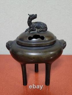 QILIN Bronze Censer 7 dans le brûleur d'encens KORO antique japonais Okimono Fine Art