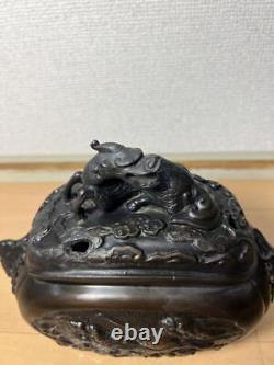 Qilin Bronze Censeur 9 Pouces Japonais Antique Brûleur D'encens Koro Art Fin