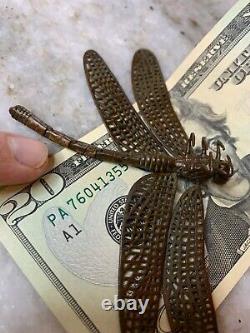 Qualité Fine Antique Japonaise/japon Articulée Bronze Dragonfly Jizai Okimono