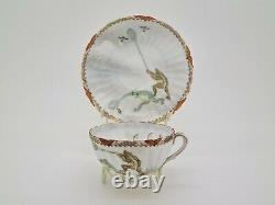 Rare Antique Japonais Fine Porcelain Cup & Soucoupe Satsuma Kutani Frogs Ae1