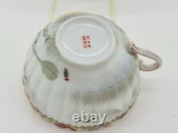 Rare Antique Japonais Fine Porcelain Cup & Soucoupe Satsuma Kutani Frogs Ae2