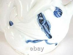 Rare Antique Japonais Hirado Fine Porcelaine Bleu & Blanc Théière De Chien Ou Sake Ewer