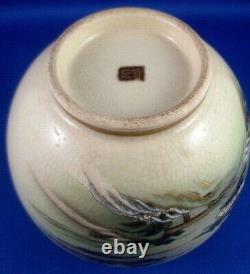 Rare Antique/vintage Japonais Satsuma Fine Hand-painted Small Pottery Vase Aus