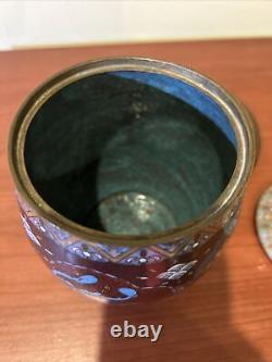 Rare Fine Antique Japanese Meiji Cloisonne Tobacco Jar <br/> 
  ?<br/>Rare Fin Ancien Pot à Tabac Cloisonné Japonais de l'Ère Meiji