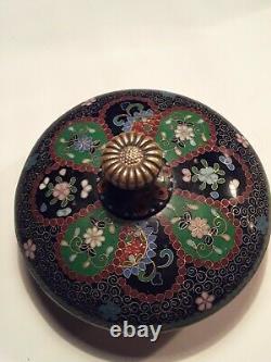 Rare Fine Antique Japonais Meiji Cloisonne Tobacco Jar