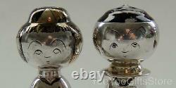 Rare & Fine Niello Japonais/doré Sterling Silver 950 Sel-poivre Kokeshi Shakers