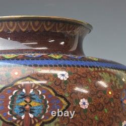 Rare! Vase Japonais Antique Meiji Ando Cloisonné Fine Komon Phoenix Dragon de Grande Taille