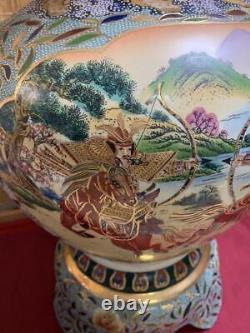 Samurai Bowman Cavalry Ancien Satsuma Vase Vase Japonais Antique Meiji Beaux-arts