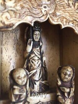 Sanctuaire Ancien Japonais Ou Asiatique Sculpté Fin Voyage