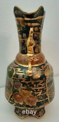 Satsuma Japonais Fine Porcelaine Vase Moriage/gant D'or 14