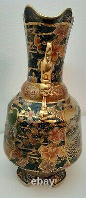 Satsuma Japonais Fine Porcelaine Vase Moriage/gant D'or 14