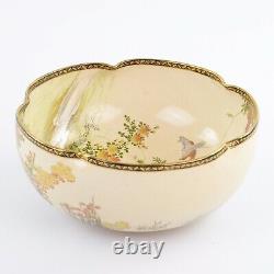 Satsuma Japonais Pottery Fruit Bowl Par Maruni, Très Finement Décoré