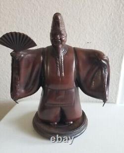 Sculpture japonaise de haute qualité VTG KABUKI NOH DANCER avec éventail, en bronze lourd, comme neuf