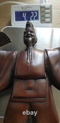 Sculpture japonaise de haute qualité VTG KABUKI NOH DANCER avec éventail, en bronze lourd, comme neuf