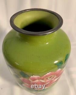 Superbe ancien vase cloisonné japonais aux couleurs inhabituelles. État neuf