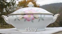 TUREEN COUVERT À ANSE EN PORCELAINE FINE JAPONAISE NORITAKE AZALÉE AVEC FINITION EN OR