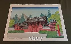 Très Beau Bloc De Bois Japonais Mokurei Nakagawa Temple Entrance Ca. 1977