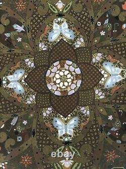 Très Bien! Japonais Meiji Période Esthétique Papillon Cloisonne Énorme Chargeur Mural 18