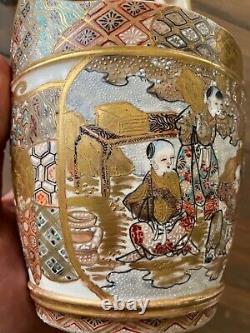 Très belle poterie Satsuma japonaise ancienne 'Enfants jouant'