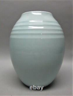 Très belle vase ancien japonais en émail bleu coquille d'oeuf signé 10