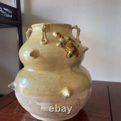 Turtle Vase 7,8 Pouces Japonais Antique Okimono Vieille Poterie Figurine Beaux-arts