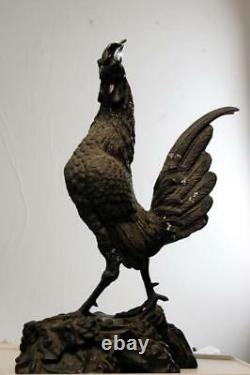 Un Beau Coq Japonais De Figure De Bronze D’époque De Meiji Du 19ème Siècle