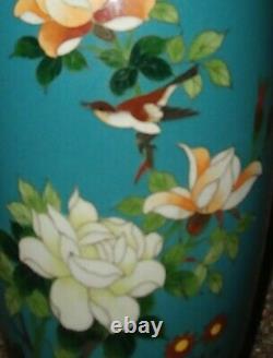 Vase De Cloisonne Japonais, Début/moyen Du 20e Siècle, Oiseau, Fleurs