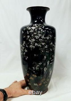Vase De Cloisonne Japonaise Ancienne Immense Attribuée À Ota 18/46 Cm. La Taille